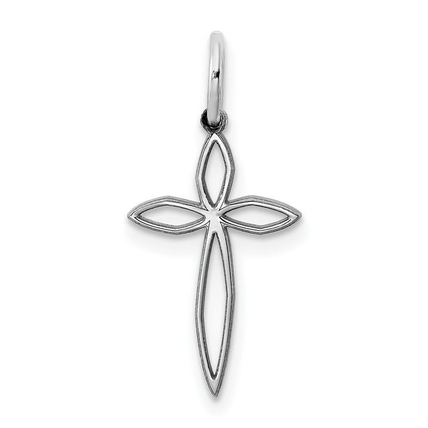 925 Sterling Silver Polished Antiqued Cross Charm Pendant 31mm x 20mm 925 Sterling Silver Polished Antiqued Cross Charm Pendant 31mm x 20mm